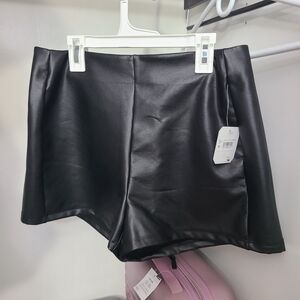 Black Faux Leather Women Shorts